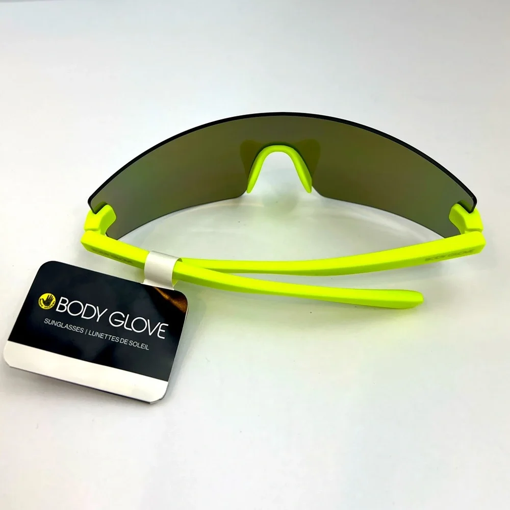 BODY GLOVE SUNGLASSES 100% UVA-UVB PROTECTION, YELLOW FRAME W/GREEN LENSES